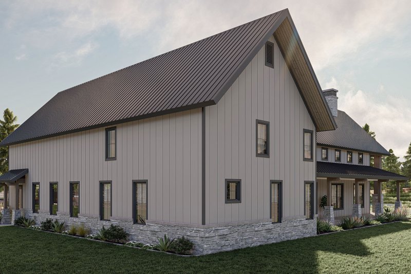 Home Plan - Exterior - Rear Elevation for Barndominium House Plan #455-544 - 3 bed, 2.5 bath