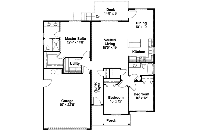 Home Plan - Floor Plan - Main Floor for Country House Plan #124-593 - 3 bed, 2 bath