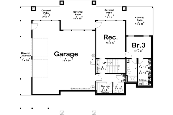 Floor Plan - Lower Floor for Beach House Plan #455-483 - 2 bed, 2.5 bath