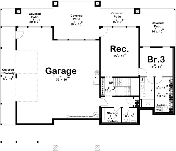 Beach Floor Plan - Lower Floor Plan #455-483