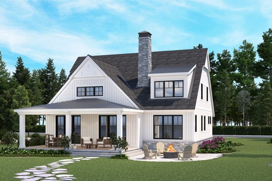 Exterior - Rear Elevation for Cottage House Plan #928-398 - 3 bed, 3.5 bath