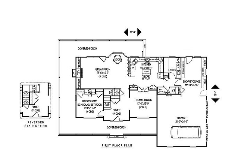 Dream House Plan - Floor Plan - Main Floor for Country House Plan #11-228 - 4 bed, 2.5 bath