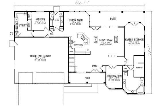 Floor Plan - Main Floor for Adobe / Southwestern House Plan #1-834 - 5 bed, 3 bath