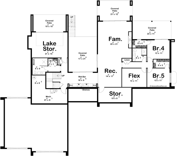 House Blueprint - Beach Floor Plan - Lower Floor Plan #455-700