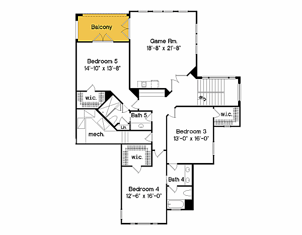 European Floor Plan - Upper Floor Plan #135-215