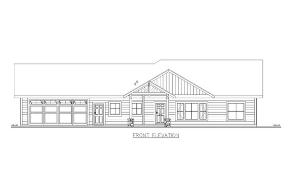 Exterior - Front Elevation 3 for Craftsman House Plan #117-1012 - 2 bed, 2.5 bath