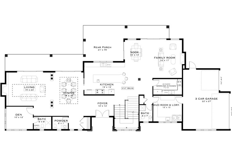 House Plan Design - Floor Plan - Main Floor for Classical House Plan #1101-41 - 4 bed, 4.5 bath