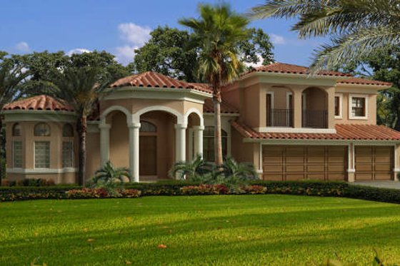 Exterior - Front Elevation for Mediterranean House Plan #420-289 - 5 bed, 5 bath