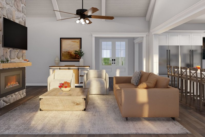 House Blueprint - Interior - Family Room 1 for Farmhouse House Plan #923-404 - 3 bed, 3.5 bath