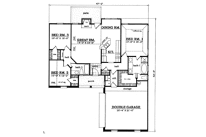 Floor Plan - Main Floor for Traditional House Plan #42-106 - 3 bed, 2 bath