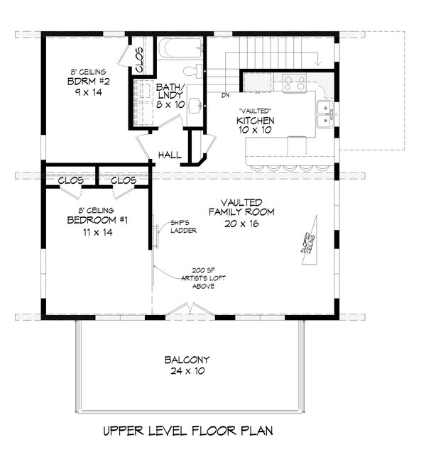 Contemporary Floor Plan - Upper Floor Plan #932-1032