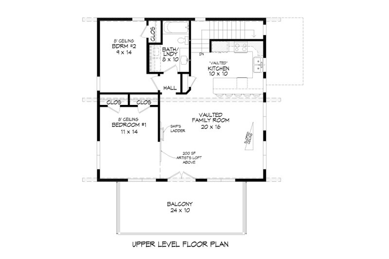 House Design - Floor Plan - Upper Floor for Contemporary House Plan #932-1032 - 3 bed, 2 bath