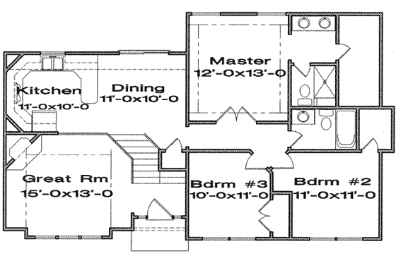 Floor Plan - Main Floor for Traditional House Plan #6-174 - 3 bed, 2.5 bath