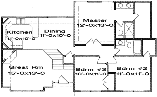 Floor Plan - Main Floor for Traditional House Plan #6-174 - 3 bed, 2.5 bath