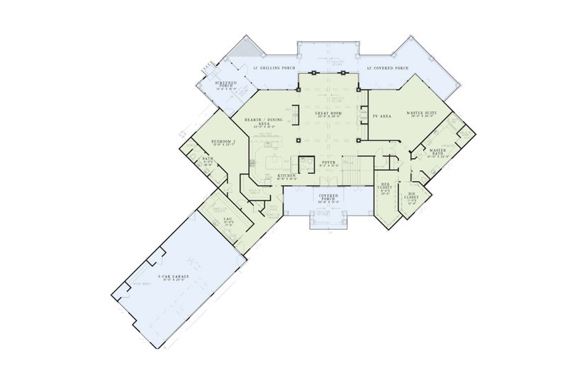 Home Plan - Floor Plan - Main Floor for Craftsman House Plan #17-2358 - 4 bed, 4.5 bath
