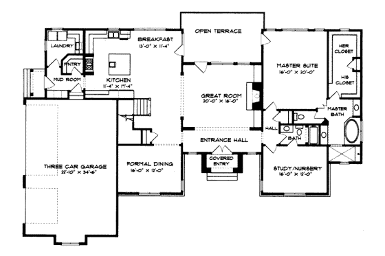 Floor Plan - Main Floor for European House Plan #413-831 - 5 bed, 4 bath