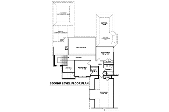 Floor Plan - Upper Floor for European House Plan #81-1020 - 3 bed, 2.5 bath