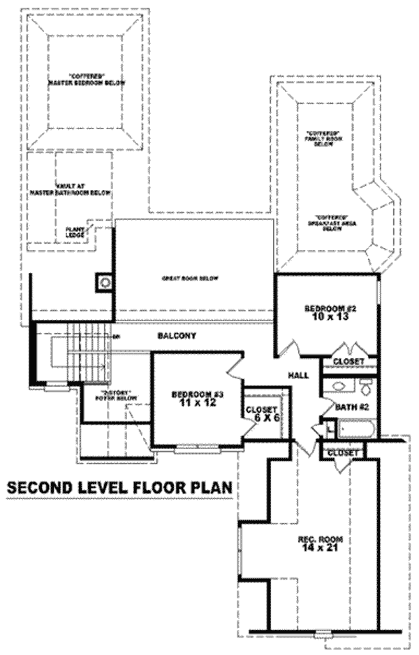 Floor Plan - Upper Floor for European House Plan #81-1020 - 3 bed, 2.5 bath