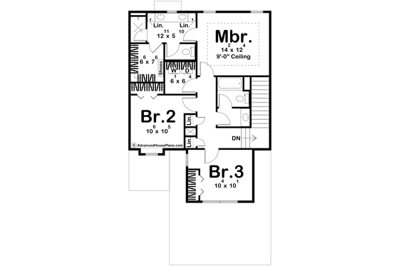 Floor Plan - Upper Floor for Modern House Plan #455-530 - 3 bed, 2.5 bath