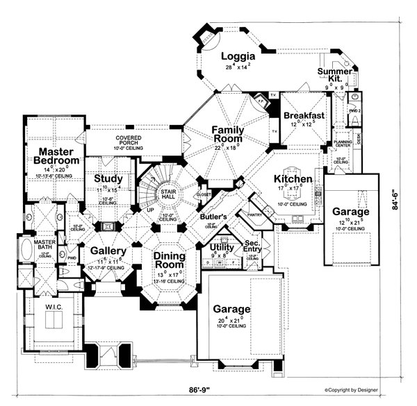 Home Plan - Mediterranean Floor Plan - Main Floor Plan #20-2157