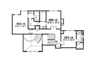Floor Plan - Upper Floor for Traditional House Plan #67-234 - 4 bed, 3 bath