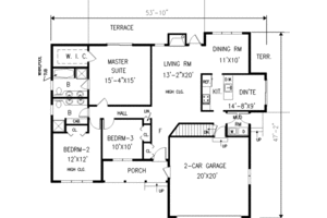 Floor Plan - Main Floor for Traditional House Plan #3-118 - 3 bed, 2 bath