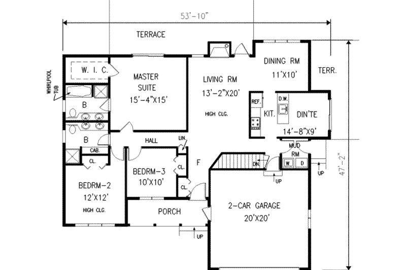 Dream House Plan - Floor Plan - Main Floor for Traditional House Plan #3-118 - 3 bed, 2 bath