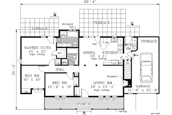 Floor Plan - Main Floor for Farmhouse House Plan #3-109 - 3 bed, 2 bath