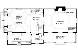 Floor Plan - Main Floor for Colonial House Plan #477-2 - 3 bed, 2.5 bath