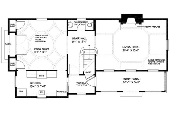 Floor Plan - Main Floor for Colonial House Plan #477-2 - 3 bed, 2.5 bath