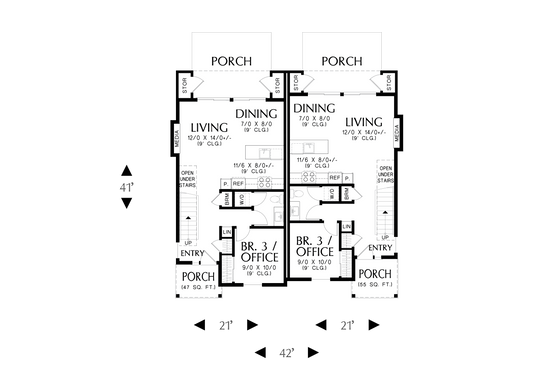 Floor Plan - Main Floor for Farmhouse House Plan #48-1106 - 3 bed, 2.5 bath