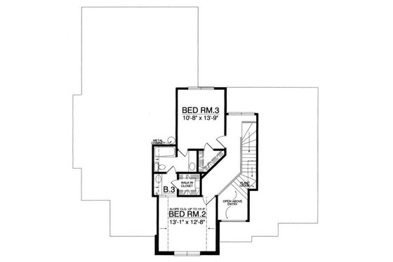Floor Plan - Upper Floor for European House Plan #40-387 - 3 bed, 2.5 bath