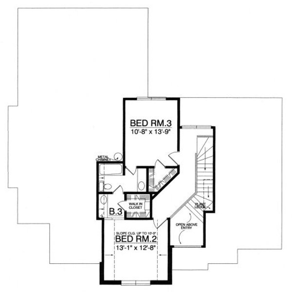 Floor Plan - Upper Floor for European House Plan #40-387 - 3 bed, 2.5 bath