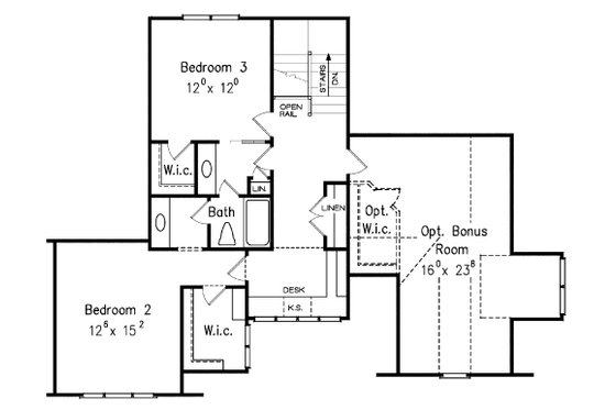 Floor Plan - Upper Floor for Traditional House Plan #927-6 - 4 bed, 3 bath