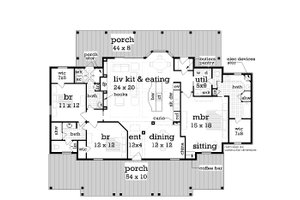 Floor Plan - Main Floor for Southern House Plan #45-376 - 3 bed, 2.5 bath