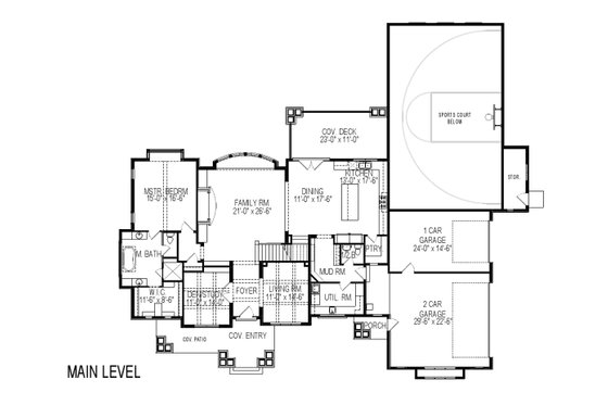 Floor Plan - Main Floor for Craftsman House Plan #920-24 - 6 bed, 5.5 bath
