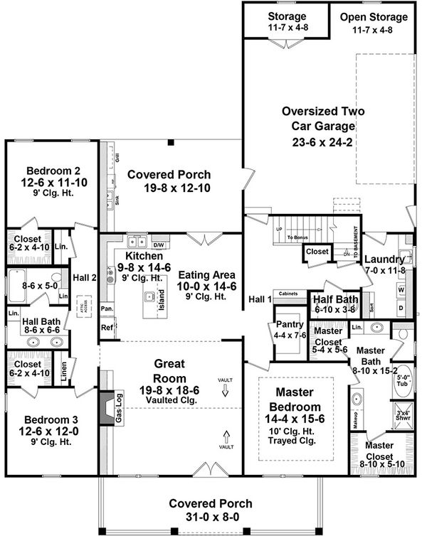 Architectural House Design - Country Floor Plan - Main Floor Plan #21-445