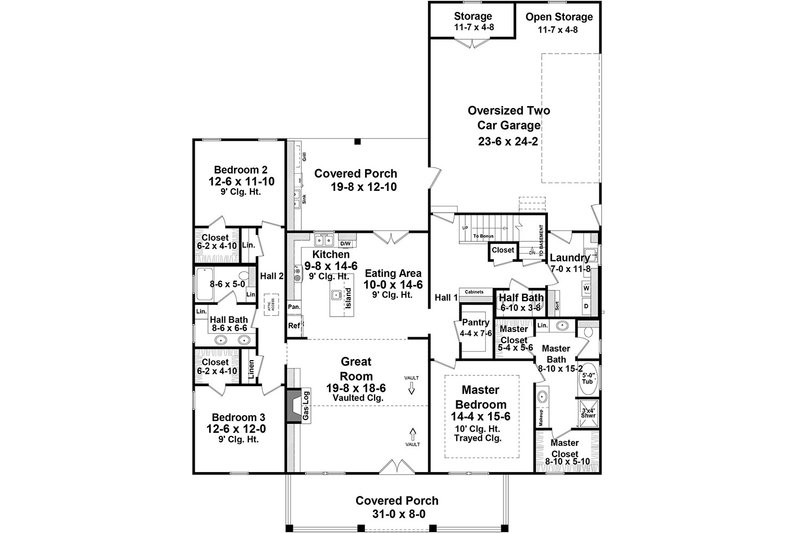 Home Plan - Floor Plan - Main Floor for Country House Plan #21-445 - 3 bed, 2.5 bath