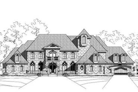 Exterior - Front Elevation for European House Plan #411-166 - 5 bed, 6.5 bath