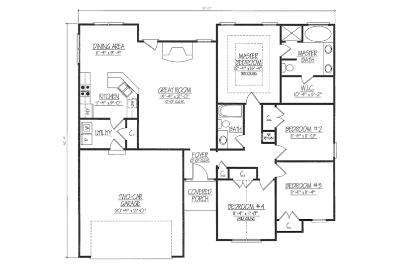 Ranch Style House Plan - 3 Beds 2 Baths 1655 Sq/Ft Plan #412-138 ...