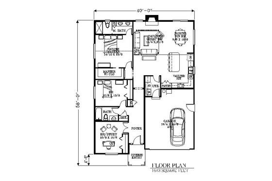 Floor Plan - Main Floor for Bungalow House Plan #53-445 - 3 bed, 2 bath
