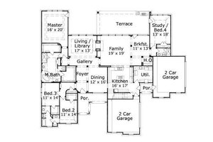 Floor Plan - Main Floor for European House Plan #411-531 - 4 bed, 3 bath
