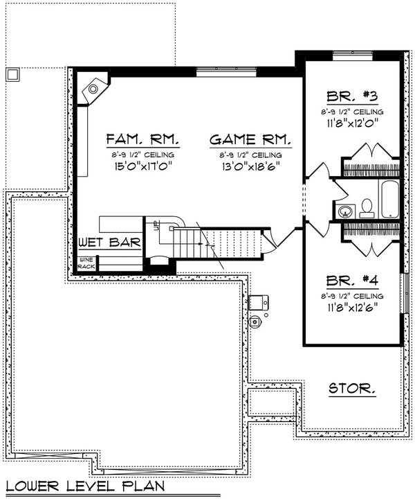 Dream House Plan - Craftsman Floor Plan - Lower Floor Plan #70-1532