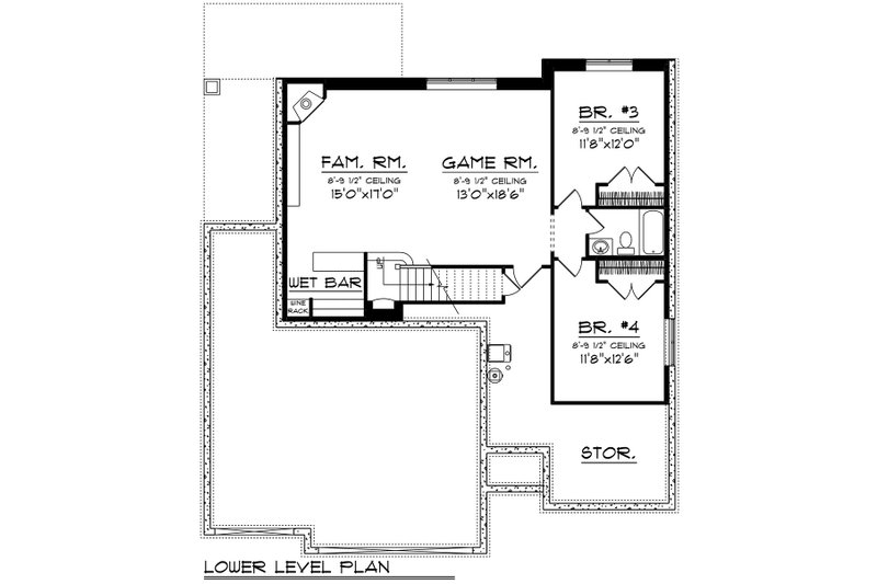 Dream House Plan - Floor Plan - Lower Floor for Craftsman House Plan #70-1532 - 4 bed, 3 bath