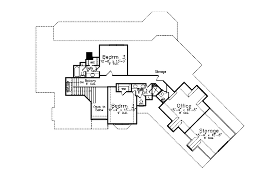 Floor Plan - Upper Floor for European House Plan #52-217 - 3 bed, 4 bath