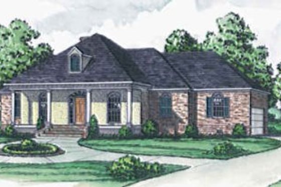 Exterior - Front Elevation for European House Plan #16-163 - 3 bed, 2 bath