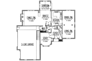 Floor Plan - Main Floor for European House Plan #9-102 - 4 bed, 2.5 bath