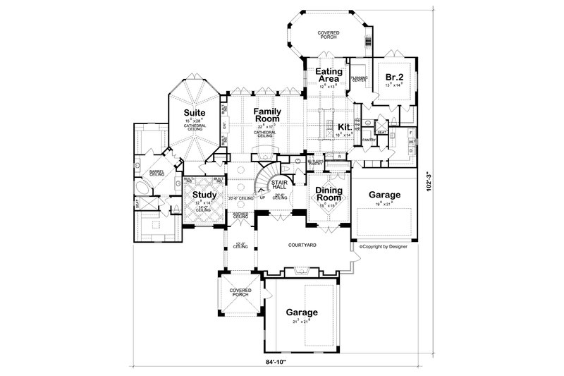 House Design - Floor Plan - Main Floor for European House Plan #20-2569 - 4 bed, 4.5 bath