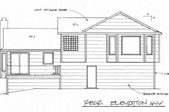 Exterior - Rear Elevation for Traditional House Plan #58-170 - 3 bed, 2 bath