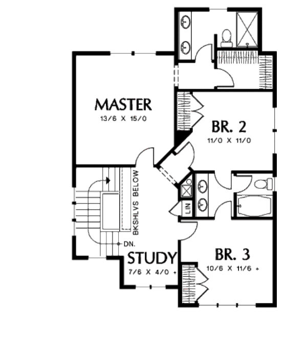 Home Plan - Craftsman Floor Plan - Upper Floor Plan #48-499